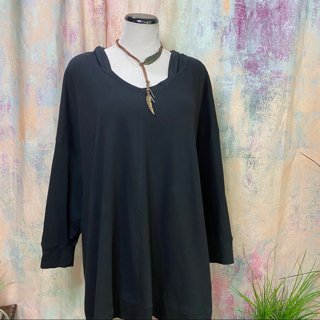 Roaman's Comfy 3/4 Sleeves Sweatshirt With Hoodie